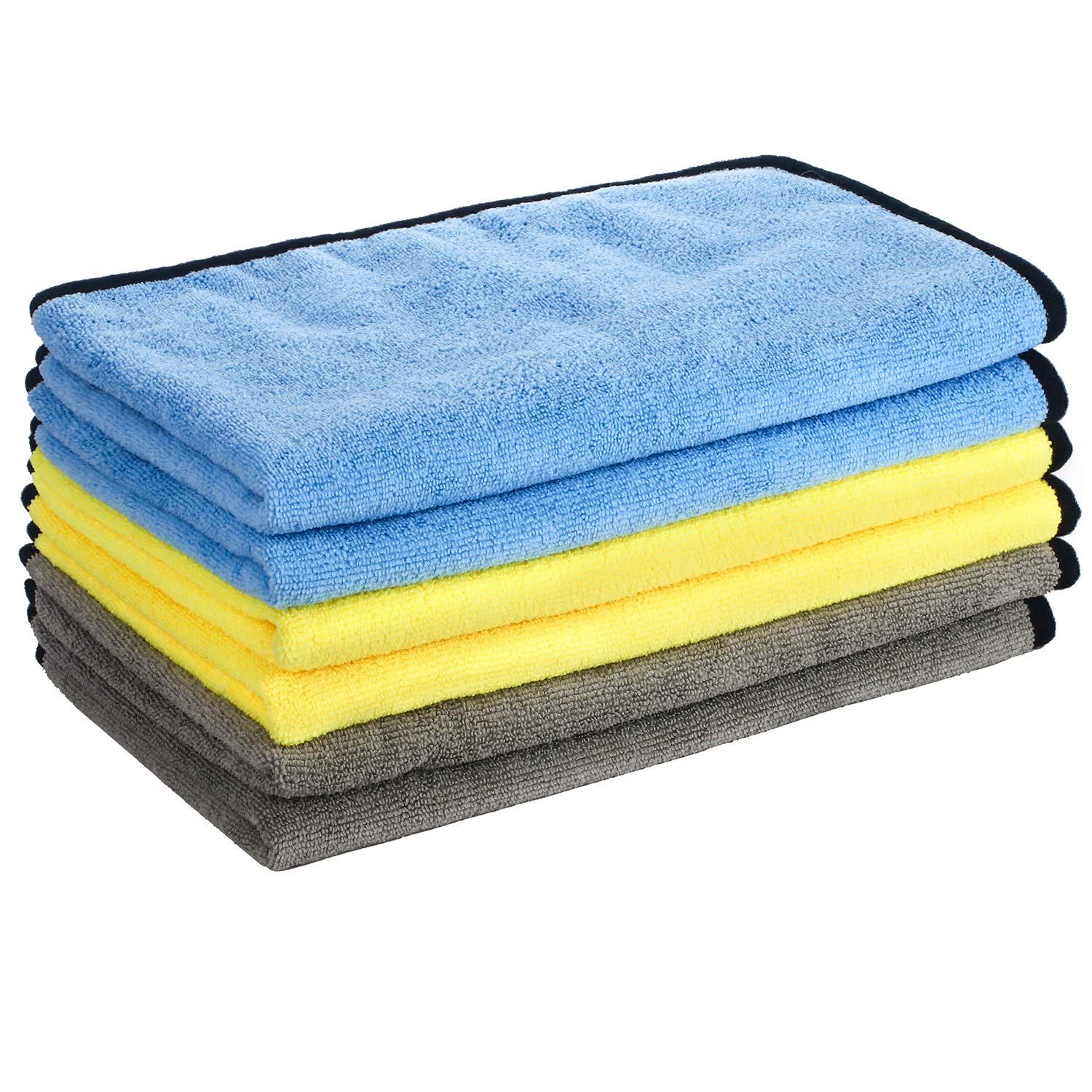 GTF Microfibre Car Cleaning Cloths, 16'' x 24'' Large Microfibre Cloth Double-side Plush & Super Absorbent Towel for Home Polishing Washing and Detailing (6 pack)