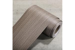 Luoerwen,Gray Wood Grain Peel and Stick Border Wallpaper,Repair Door and Window Decorative Line Stickers,Waistline (BLHM, 3.93 inch * 196.85 inch)
