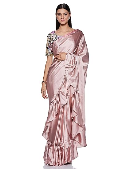Womanista satin with blouse piece Saree