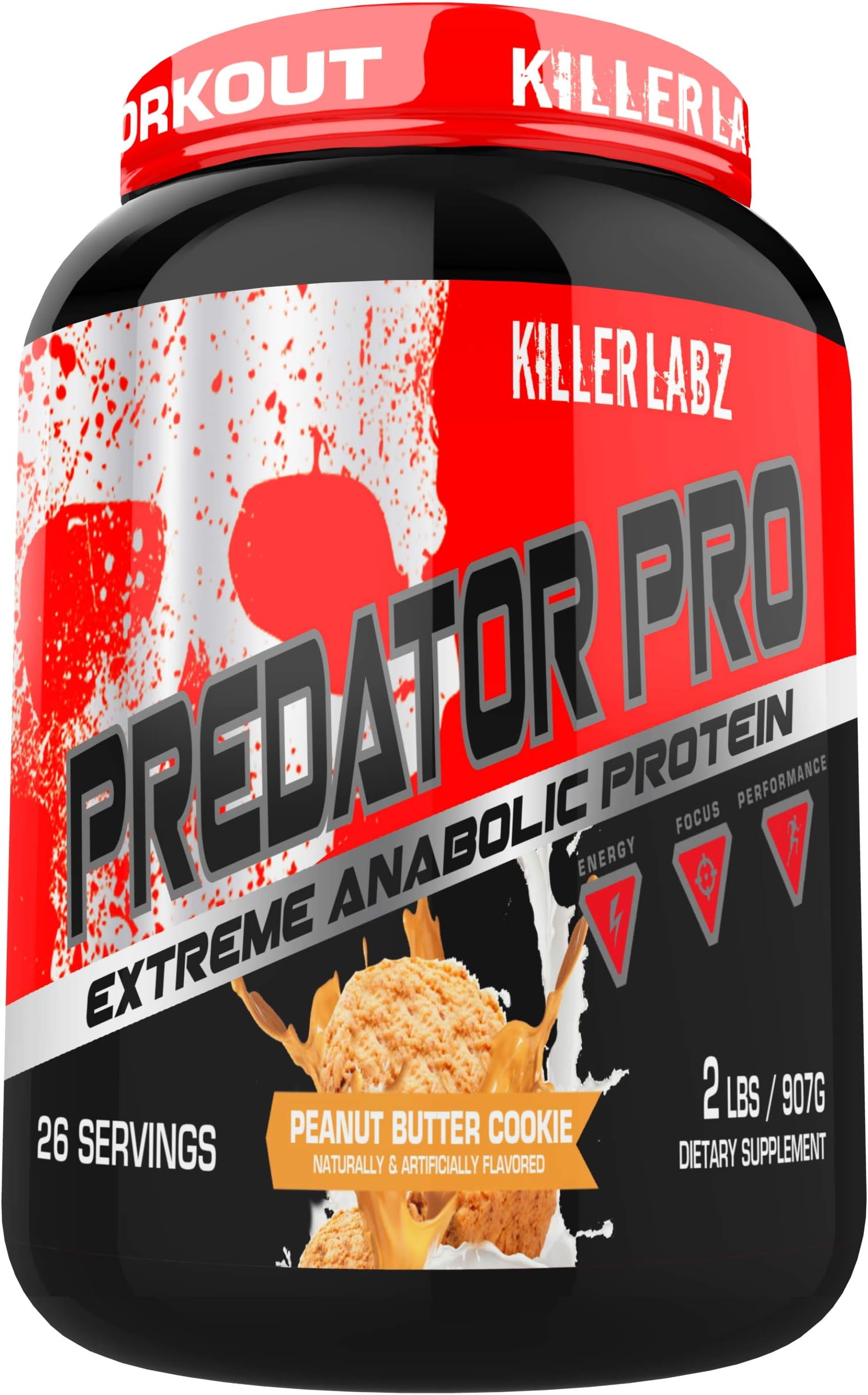 Killer Labz Predator Pro Weight Gainer Protein Powder, Premium Whey Protein Isolate and Concentrate Blend for Mass Gains, Peanut Butter Cookie, 2 Pounds, 25 Servings