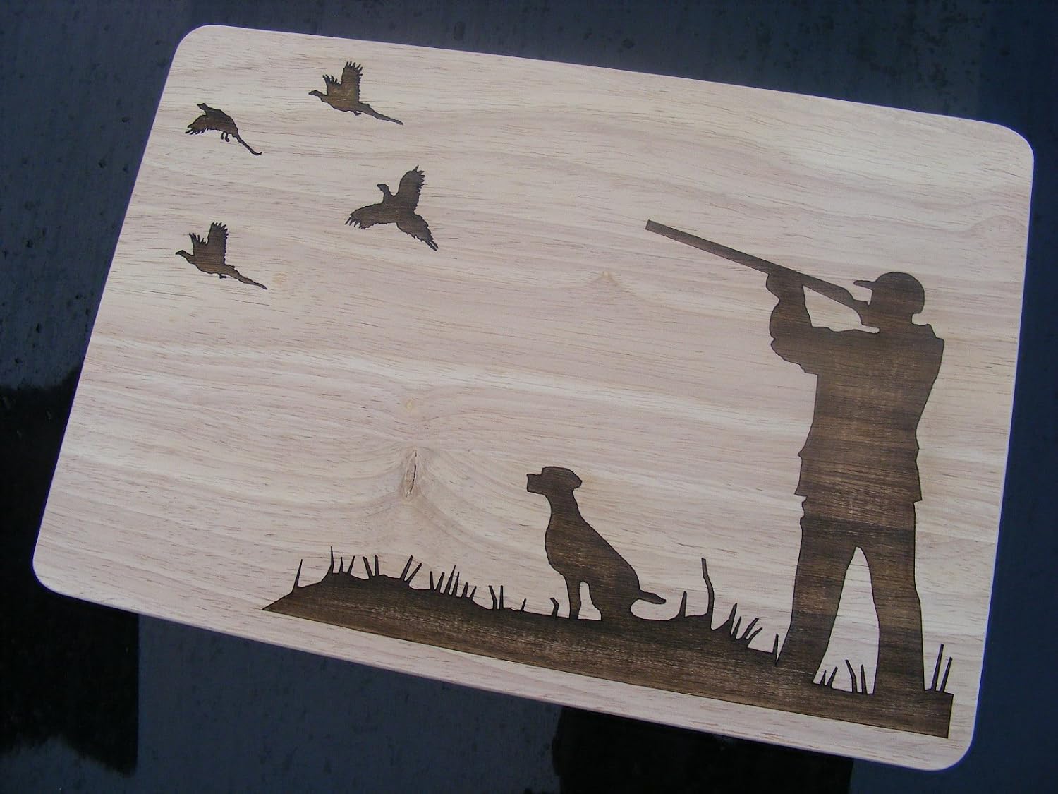 Hunting Grouse Shooting Country Shotgun Gift Present Wooden Chopping Cutting Cheese Board (Premium Hardwood 35x24x1.5 cm) - Image 4