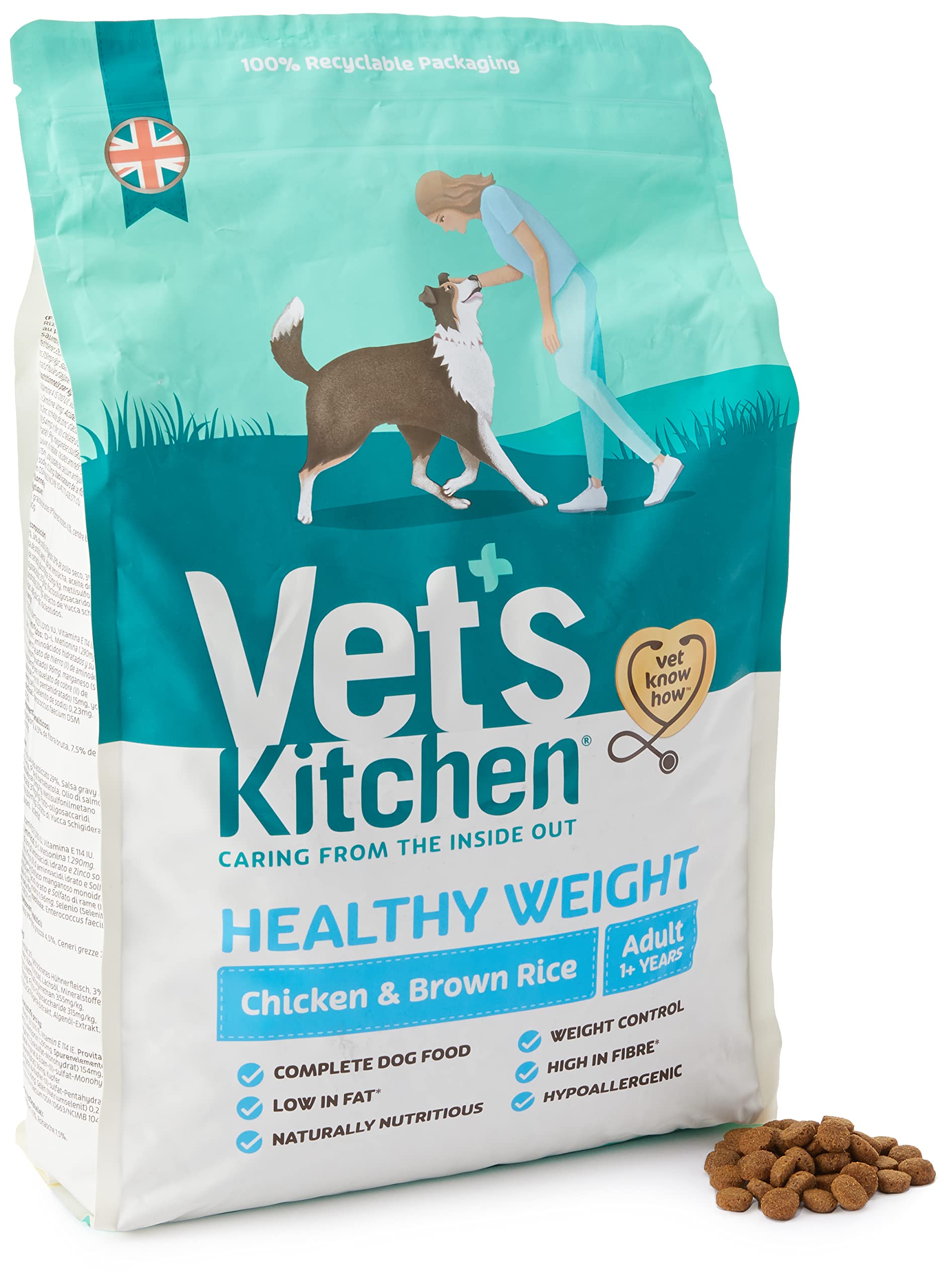 Vet's Kitchen Dry Dog Food Adult Chicken & Brown Rice Healthy Weight 3kg
