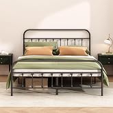 Kujielan Metal Bed Frame King Size,Easy to Assemble,Black | Structurally Stable, Heavy Duty Steel Slat Supported, No Box Spring Needed, Easy Removal and Transport