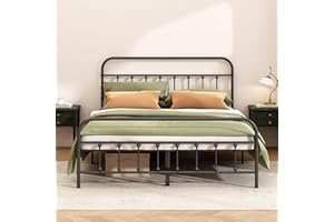 Kujielan Metal Bed Frame - Structurally Stable Heavy Duty Steel Slat Supported King Bed Frames,No Box Spring Needed for Easy Removal and Transport.