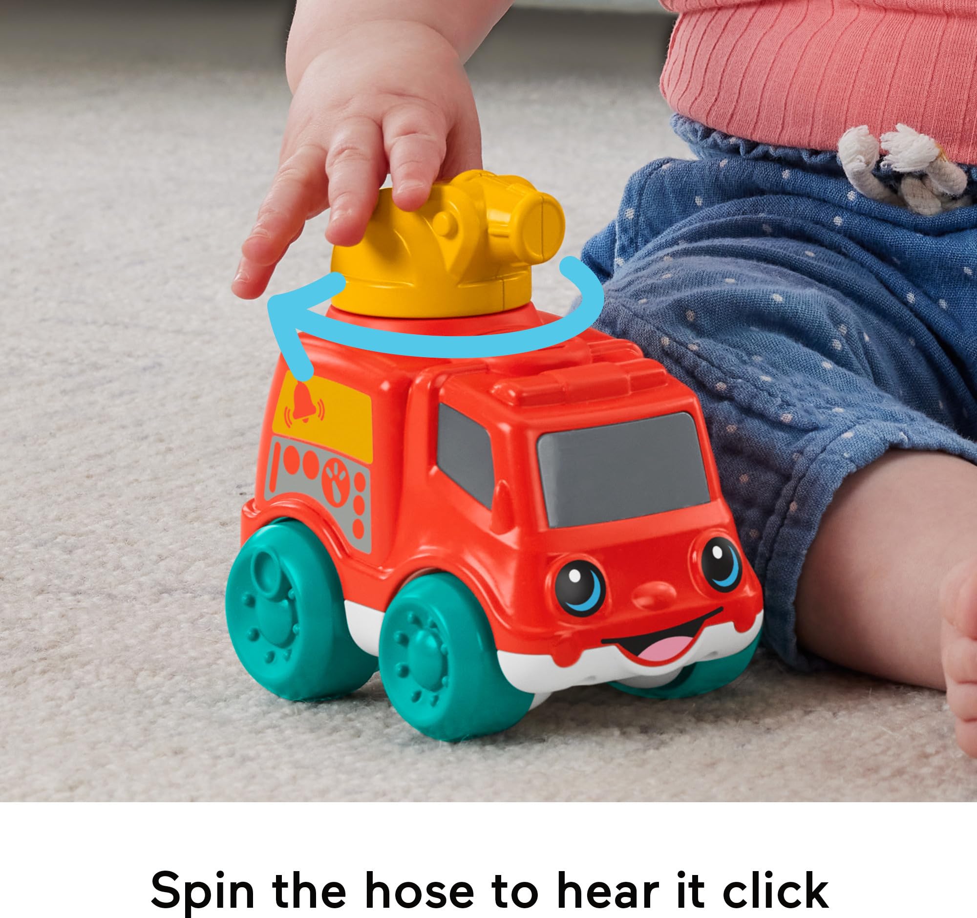 Fisher-Price Baby Toy Chime & Ride Fire Truck Push-Along Vehicle with Fine Motor Activities for Infants Ages 6+ Months