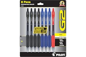 Pilot G2 Premium Gel Roller Pens, Bold Point, Gel Ink Pens, 1 mm, Pack of 8, Black, Blue, Red - Ideal for School, Journaling & Office Writing