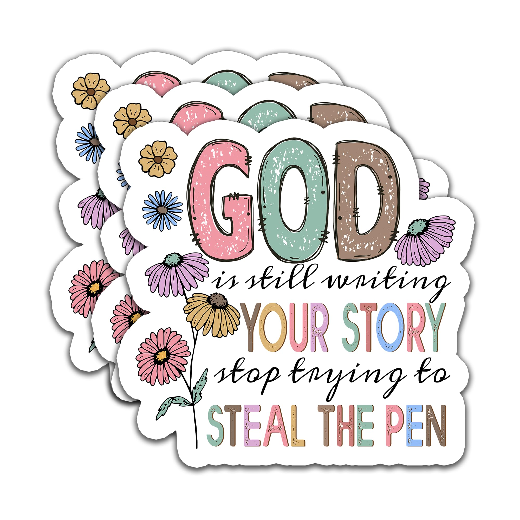 Photo 1 of (3PCS) God is Still Writing Your Story Stop Trying to Steal The Pen Sticker Christian Religious Stickers Decals Decor Books,Laptops, Tumblers, Water Bottles, Waterproof Vinyl Decal 3" x 2.9"