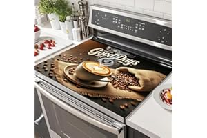 HOMETITUTE Stove Top Cover for Electric 28x20 Inch Diatomite Good Days Stovetop Covers Coffee Bar Decor Kitchen Countertop Pad Mat Coffee Station Mat Heat Resistant Cooktop Protector Decor