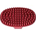 Le Salon Essentials Rubber Grooming Brush with Loop Handle, Red