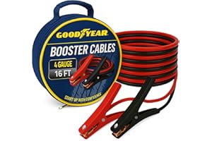 GOODYEAR Heavy Duty Jumper Cables for Car Battery – 4 Gauge 16 ft Booster Cables with Carrying Case for Cars, Trucks, SUVs, Emergency Roadside Kit