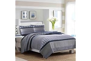 Nautica Laura Ashley Felicity Collection Quilt Set-100% Cotton, Reversible, All Season Bedding with Matching Sham(s), Pre-Washed for Added Softness, Queen, Breeze Blue