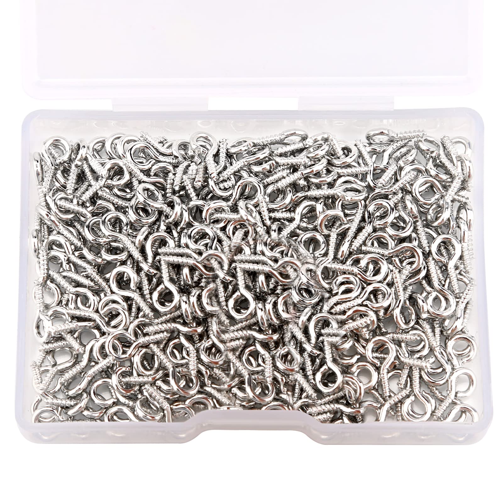 AIEX 300 pcs Screw Eye Pins Hooks Eyelets Screw Threaded for Jewelry Making Findings DIY Crafts, Dark Silver