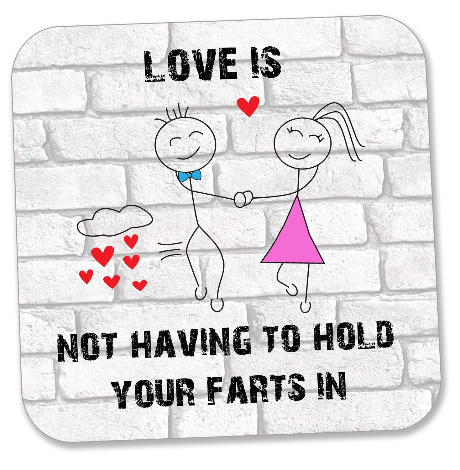 AK Giftshop Gift For Valentines Birthday Silly Fart Drinks Coaster Funny Romantic Present For Wife Husband Boyfriend For Her For Him