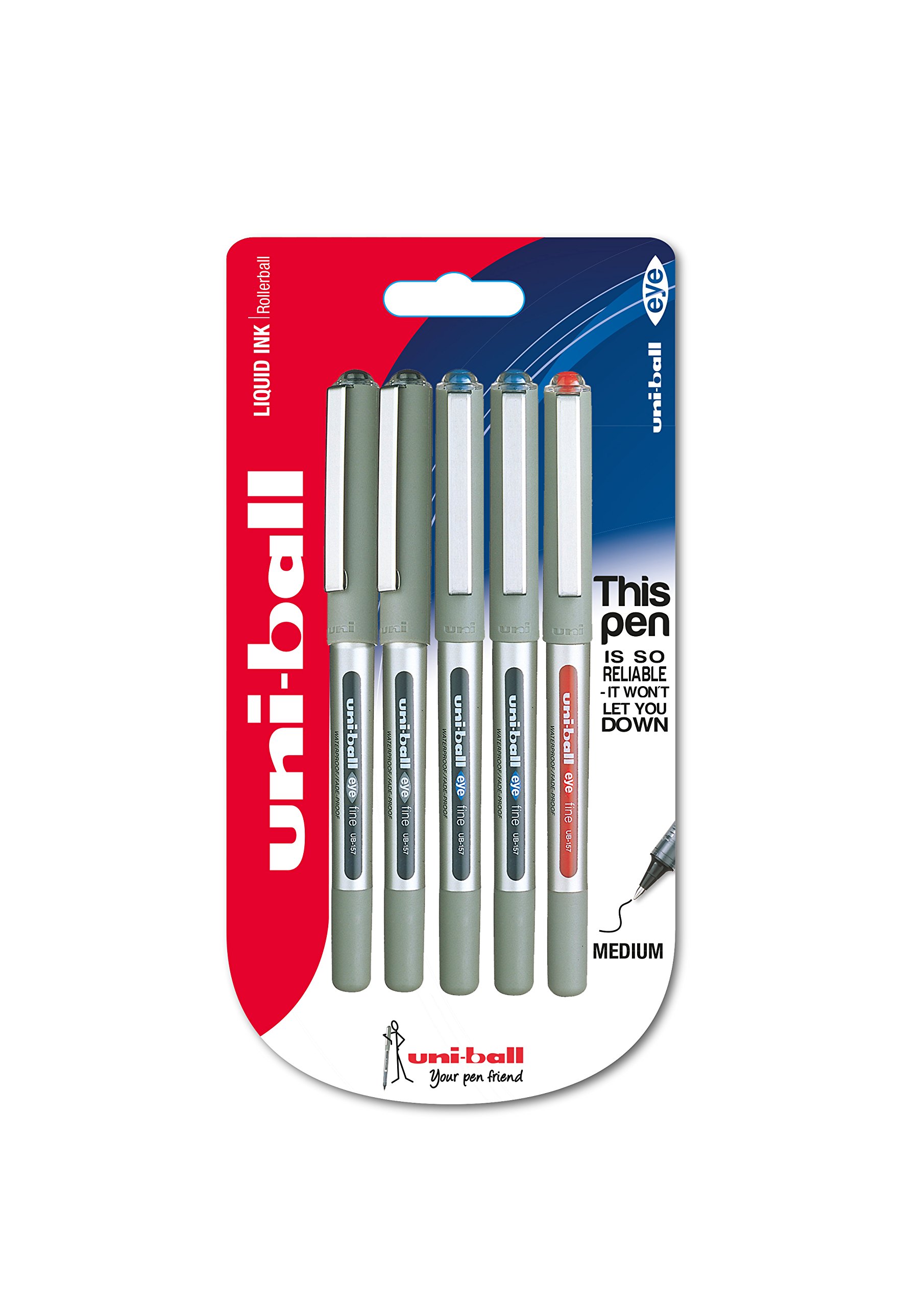 Uniball UB-157 EYE 5pc BLISTER BLK/BL/RED