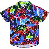Boys Hawaiian Shirts Summer Short Sleeve Button Down Tropical Tops for Kids Child Beach Outdoor Party