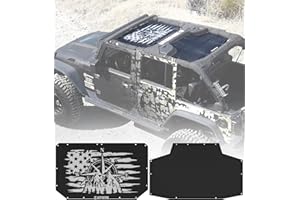 Xprite Adventure Style Sunshade for JK, Front & Rear Sun Shade Mesh, Nice UV/Wind/Noise Blocking Bikini Top Cover Compatible with 2007-2018 Jeep Wrangler JK JKU 4 Door, 2PCS