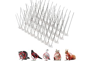 Granmira 10 Pack Stainless Steel Bird Spikes with Plastic Base,300 Sets of Spines Covering 16.4Feet Stainless Steel Pigeon Spikes, (8.2Feet/150sets spines)