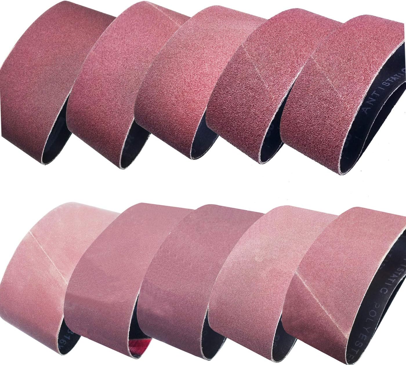 Sackorange 20 PCS Sanding Belts 3-Inch x 21-Inch 60 80 100 120 150 180 240 320 400 and 600 Grit Aluminum Oxide Sanding Belts For Belt Sander (3x21in)
