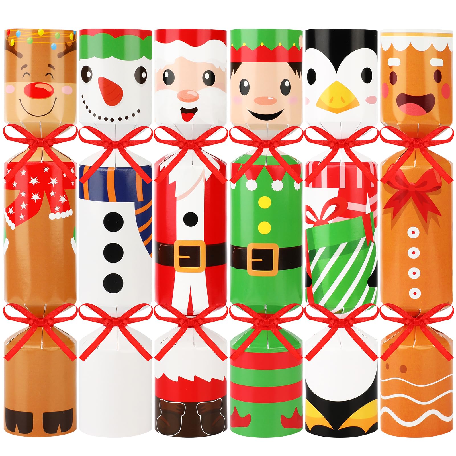 DPKOW Christmas Crackers Boxes 12 Pack, DIY Christmas Xmas Gift Boxes, Make Your Own Christmas Crackers Treats Boxes Christmas Party Favour Boxes Candy Snacks, Christmas Character Crackers for Kids