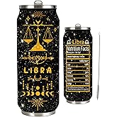 Robadyme 17oz Libra Zodiac Stainless Steel Tumbler With Straw Lid - Men Women Astrology Fans Birthday Gifts
