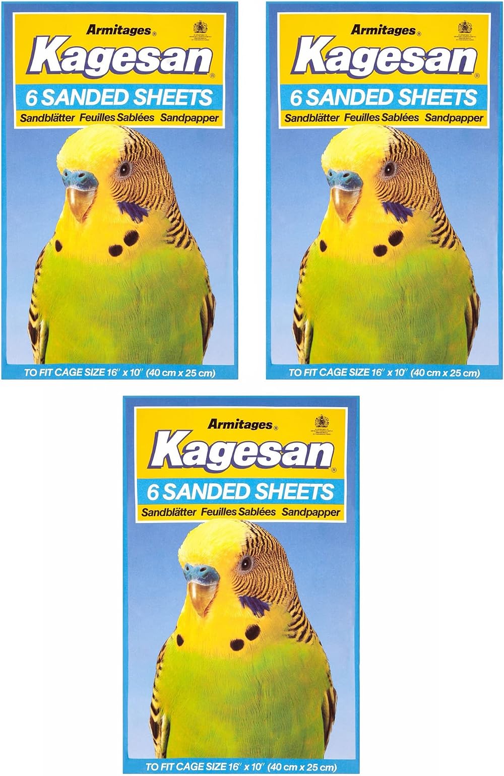 Kagesan Blue Bird Cage Sand Paper Sheets 3x6 Pack 18 Sheets 40cm x 25cm