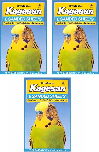 Kagesan Blue Bird Cage Sand Paper Sheets 3x6 Pack 18 Sheets 40cm x 25cm