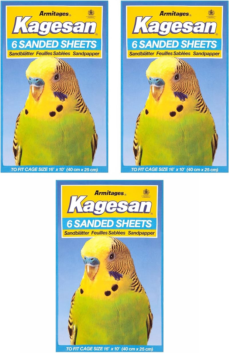 Kagesan Blue Bird Cage Sand Paper Sheets 3x6 Pack 18 Sheets 40cm x 25cm