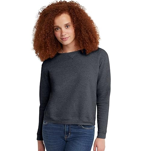 Hanes Womens Ecosmart V-notch Crewneck Sweatshirt, Fleece Pullover