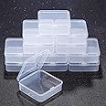 MEISO 12 Pack Clear Plastic Beads Storage Containers Box Drawer Organizers with lid for Items Earplugs,Pills Tiny Bead Jewelr