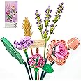 SANCO Artificial Flowers Building Set - Mini Bricks Flower Bouquet, Unique DIY Decoration Home, 547 Pieces Botanical Collection for Kids and Adults Gift