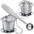Tea Infuser (Set of 2) with Tea Scoop and Drip Dray - Ultra Fine Tea Strainer for Loose Leaf Tea - Stainless Steel Tea Steepe