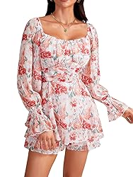 LYANER Women's Floral Print Off Shoulder Long