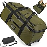 Taihoyin Extra Large Rolling Travel Duffle Bag with Wheels Shoes Compartment Wet Pocket 85-100L Big Expandable Duffel Bag for Men Women Heavy Duty Foldable Collapsible Luggage Camping, Green