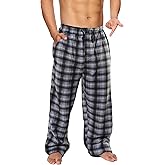 Active Club Mens Fleece Pajama Pants - Plaid Mens Pajama Bottoms - Mens Lounge Pants with Pockets (S - 3X)