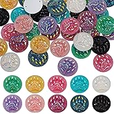 FINGERINSPIRE 40 Pcs 10 Colors Round Resin Flat Back Cabochons 1 inch Diameter with Two 1.2mm Hole Links Colorful Cabochons Colorful Teardrop Gems Mixed Round Stone Gems Claw Marked Gemstone Cabochon