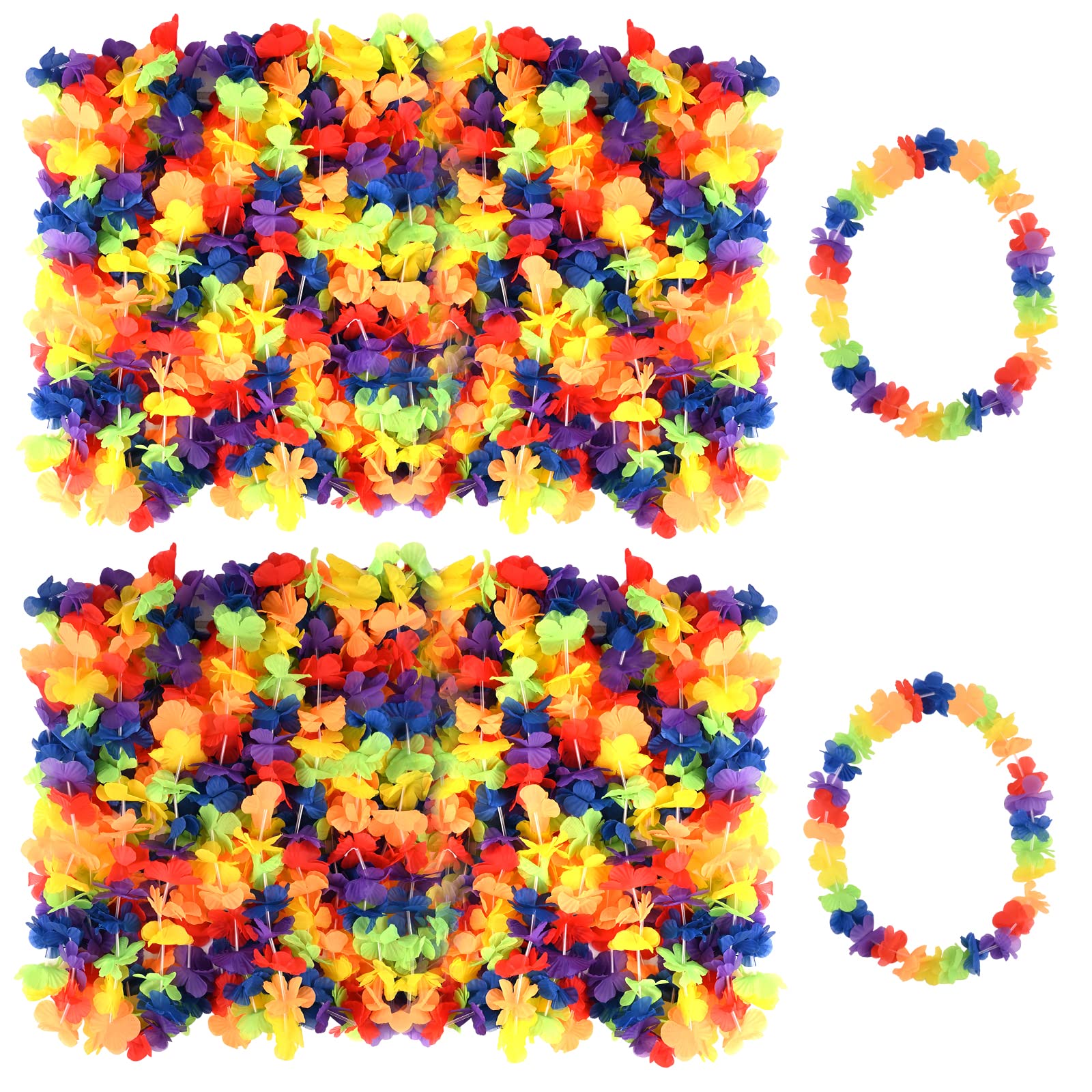 20 Pcs Hawaiian Garlands,Colorful Hawaiian Party Decorations Flower Leis,Tropical Party Supplies Floral Necklace for Hawaii,Aloha,Luau,Fiesta,Summer Beach,Wedding,Stag party (Full Color)