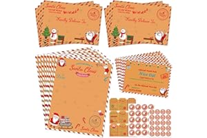 WorldBazaar 10 Sets Christmas Official Letter from Santa Gift Certificate for Kids Nice List Mailbox Santa Letters Kit Gift Tags Stickers Envelope