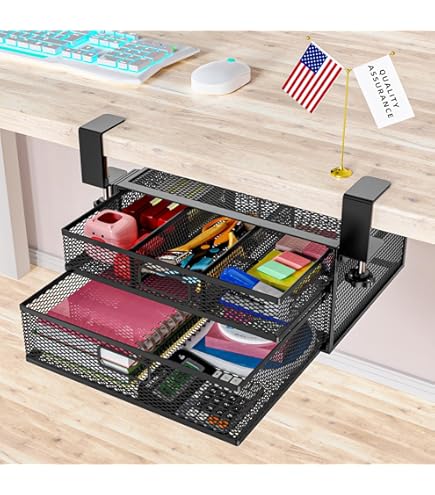 Amazon.com: SEYHAKI Under Desk Drawer Organizer No Drilling Under