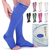 Doc Miller Open Toe Compression Socks, 20-30 mmHg, Toeless Compression Sleeves for Legs, Knee High Stockings for Shin Splints, Varicose Veins, Travel, Calf Support & Muscle Recovery, Men & Women, Pair