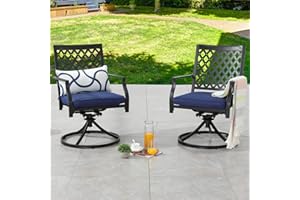 PatioFestival Modern Blue Iron Outdoor Chairs (Set of 2, Swivel Rocker Dining Chair for Patio, Garden, Backyard, 250 lbs Weight Capacity)