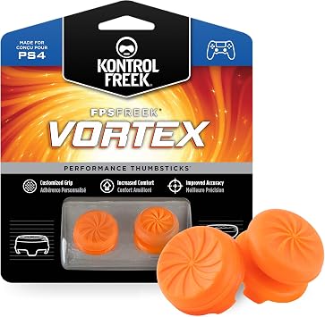 Amazon Com Kontrolfreek Fps Freek Vortex For Playstation 4 Ps4 Controller Performance Thumbsticks 1 High Rise Convex 1 Mid Rise Concave Orange Computers Accessories