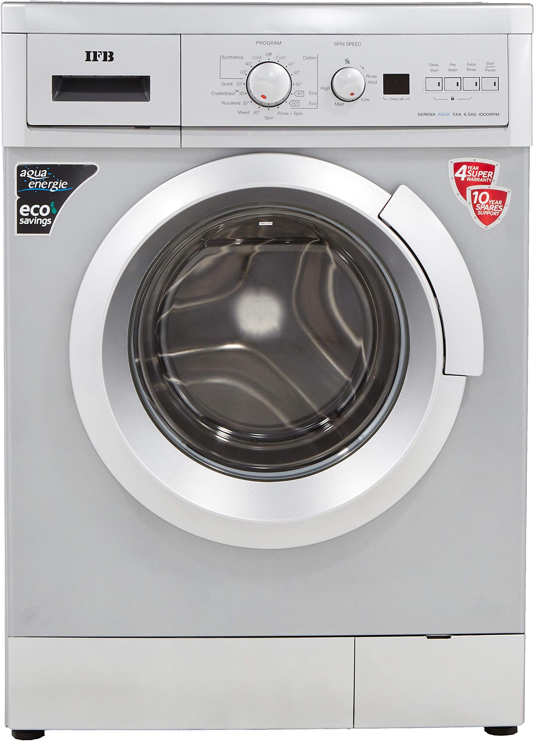 IFB 6.5 kg Fully-Automatic Front Loading Washing Machine (Serena Aqua SXA LDT, Silver, Inbuilt Heater, Aqua Energie water softener)