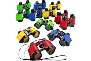 Kicko Toy Binoculars for Kids - 3.5 x 5 in Binoculars for Bird Watching, Jungle Exploration for Party Favors and Adventure Play - Durable (Pack of 12)