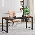 Tribesigns Modern Computer Desk, 63 x 23.6 inch Large Office Desk Computer Table Study Writing Desk Workstation for Home Office, Rustic Brown/Black