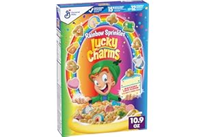 Lucky Charms Rainbow Sprinkles Cereal with Marshmallows, Birthday Cake Flavor, Kids Breakfast Cereal Made with Whole Grain, 10.9 oz