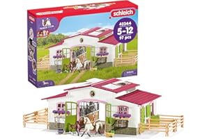 Schleich Horse Club - 97PC Riding Center Horse Toy Playset with Rider, 2 Horses, Barn and Farm Figurine Accessories for Girls and Boys - Interactive Play Figures - Realistic Kids Toys Ages 5+ | 42344