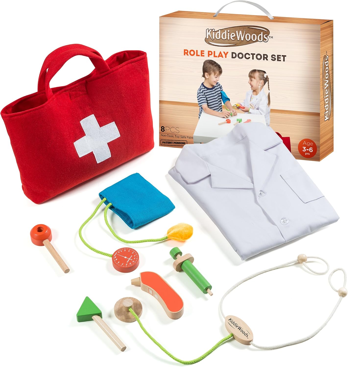 wooden toy doctor set