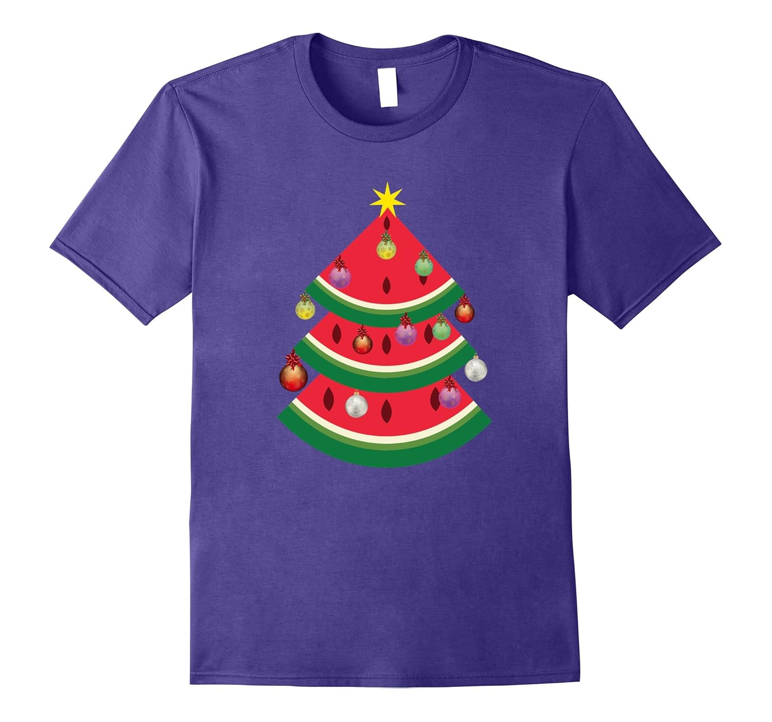 Watermelon Tree Merry Christmas T-Shirt Santa Claus Reindeer-ANZ