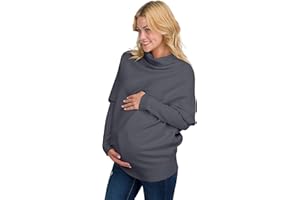 Eliana Funnel Neck Dolman Maternity Sweater with Luxury Stretch Fabric - Oversized Maternity Sweater - Maternity Sweaters