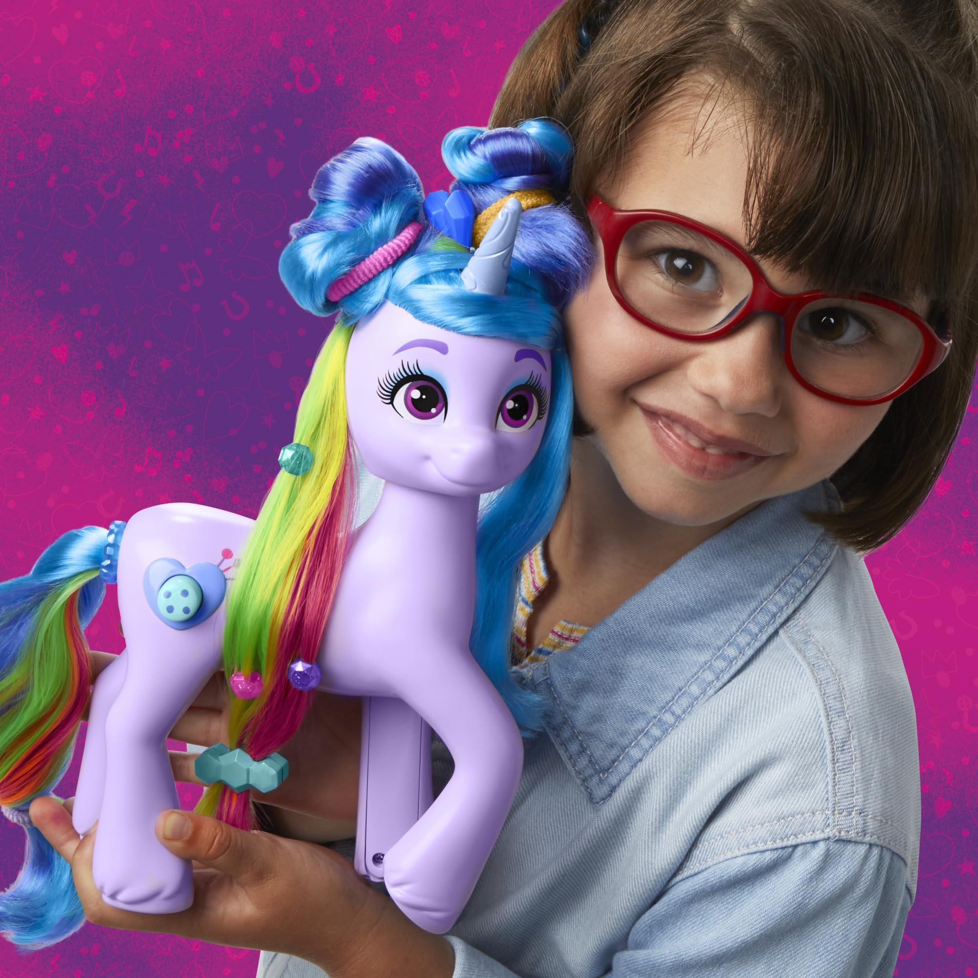 My Little Pony: Tell Your Tale Rainbow Styles Izzy Moonbow, Hair Styling Figure with Sounds, 9.5-inch Unicorn Toys for Girls and Boys Ages 4+